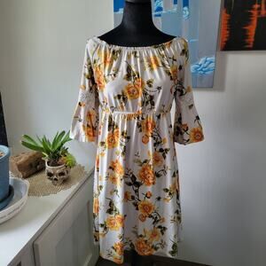 Love Delini Yellow Floral Maternity Dress Size L Wear 2 Ways, Baby Shower Summer